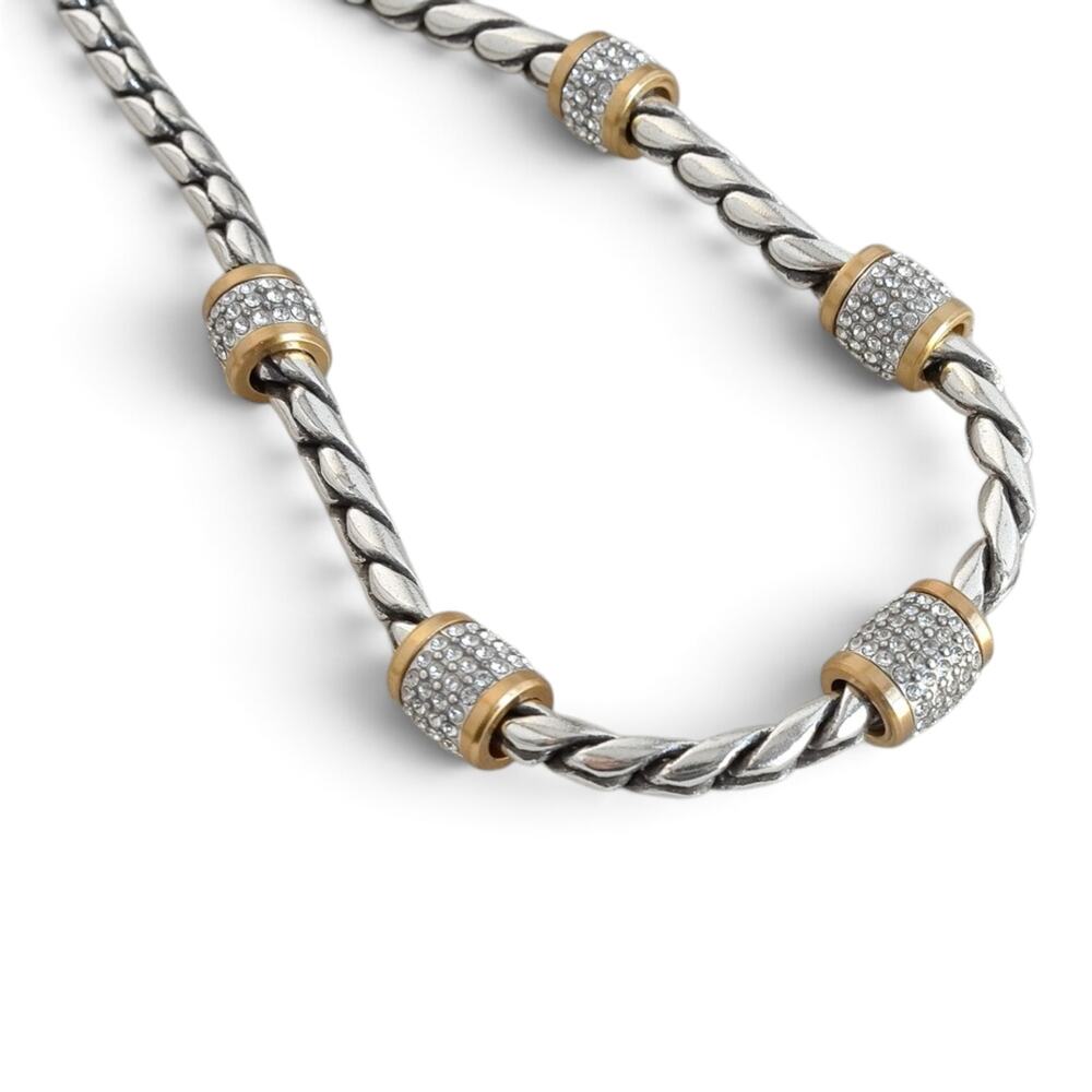 Brighton Meridian JN3480 Two Tone Pave Crystal Necklace 16-18.5"